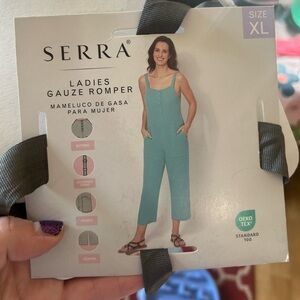 Serra-NWT ladies jumpsuit 100% cotton with pockets blue XL